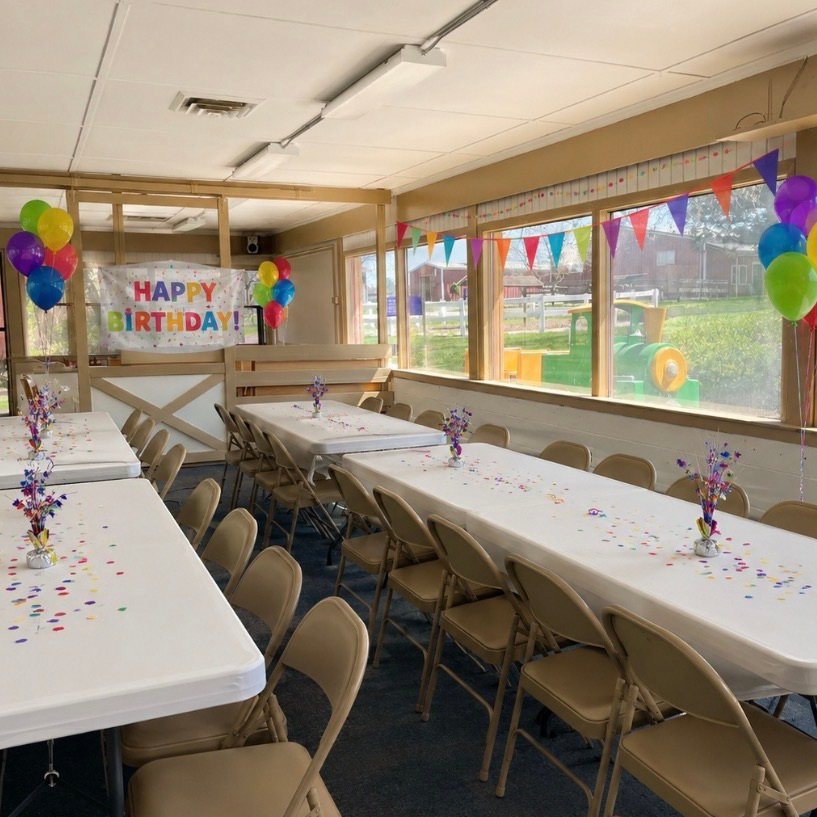 Birthday Party tables set up